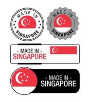 uppsättning av tillverkad i singapore etiketter, logotyp, singapore flagga, singapore produkt emblem vektor