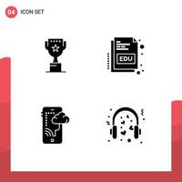 uppsättning av 4 modern ui ikoner symboler tecken för tilldela förbindelse pris utbildning teknologi redigerbar vektor design element