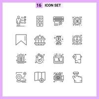 uppsättning av 16 modern ui ikoner symboler tecken för bomba baner adapter mål pengar redigerbar vektor design element