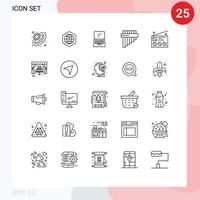 25 thematische Vektorlinien und bearbeitbare Symbole für Marketing-Werbung überwachen Panflöte bearbeitbare Vektordesign-Elemente vektor