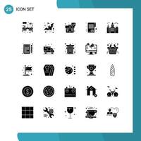 25 universelle solide Glyphenzeichen Symbole für das Bauen von Steuerhandtaschen-Gelddokumenten editierbare Vektordesign-Elemente vektor