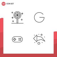 universelle Symbolsymbole Gruppe von 4 modernen Filledline-Flachfarben von Candy Bandage Gulden Kryptowährungspfeil editierbare Vektordesign-Elemente vektor