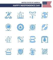 Happy Independence Day 16 Blues Icon Pack für Web- und Druckstandort Tag Washington Sport Basketball editierbare Usa-Tag-Vektordesign-Elemente vektor