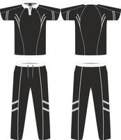 Cricket-Uniform-Set mit Vorder- und Rückansicht Sport-Cricket-T-Shirt-Trikot und Designvorlage für untere Hosen, Attrappe vektor