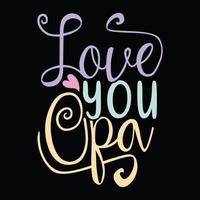 liebe dich Opa-Typografie-Grafikdesign-Silhouettekleid vektor