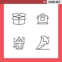 uppsättning av 4 modern ui ikoner symboler tecken för låda mat spis hotell mat redigerbar vektor design element