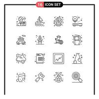 Stock Vector Icon Pack mit 16 Zeilen Zeichen und Symbolen für Point Internet Country Access Tee editierbare Vektordesign-Elemente