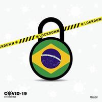 brasilien sperren sperre coronavirus pandemie bewusstseinsvorlage covid19 sperrdesign vektor