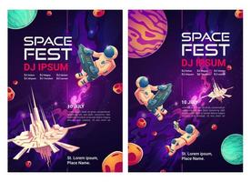 space fest cartoon flyer, einladung zur party vektor