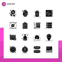 Glyphen-Icon-Set-Paket mit 16 soliden Icons isoliert auf weißem Hintergrund für responsives Website-Design, Print- und mobile Anwendungen vektor