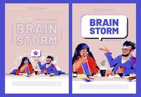 Brain Storm Cartoon Web-Banner, Geschäftsleute vektor