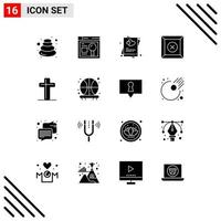 Stock Vector Icon Pack mit 16 Zeilenzeichen und Symbolen zum Feiern löschen Bildung Box heiraten editierbare Vektordesign-Elemente