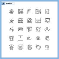 Stock Vector Icon Pack mit 25 Linienzeichen und Symbolen für mobile Website und SEO-Fruchtsaft editierbare Vektordesign-Elemente