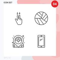 4 kreative Symbole moderne Zeichen und Symbole der Finger medizinische Ballpflege Smartphone editierbare Vektordesign-Elemente vektor