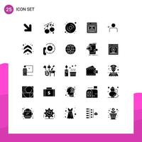 grupp av 25 fast glyfer tecken och symboler för pilar uppsättningar hårdvara Instagram server redigerbar vektor design element
