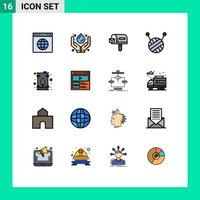 uppsättning av 16 modern ui ikoner symboler tecken för tank energi förnybar elektrisk boll av ull redigerbar kreativ vektor design element