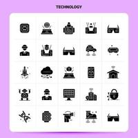 solide 25 Technologie Icon Set Vektor Glyphe Stil Design schwarze Icons Set Web und mobile Geschäftsideen Design Vektor Illustration