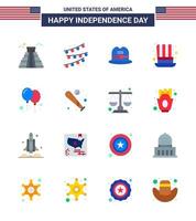 16 kreativ USA ikoner modern oberoende tecken och 4:e juli symboler av fest fira keps ballonger presidenter redigerbar USA dag vektor design element