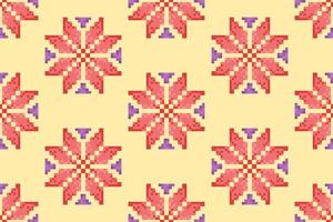 ikat etnisk sömlös mönster dekoration design. aztec tyg matta boho mandalas textil- dekor tapet. stam- inföding motiv ornament traditionell broderi vektor bakgrund pixel stil