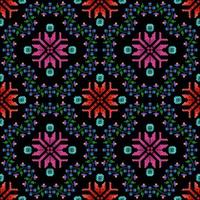 ikat etnisk sömlös mönster dekoration design. aztec tyg matta boho mandalas textil- dekor tapet. stam- inföding motiv ornament traditionell broderi vektor bakgrund pixel stil