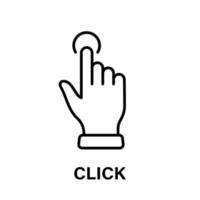 Klickgeste der Computermaus. Zeigefinger schwarze Linie Symbol. Cursor Hand lineares Piktogramm. Doppeltippen drücken, Streichpunkt-Umrisssymbol berühren. editierbarer Strich. isolierte Vektorillustration. vektor