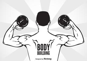 Bodybuilder Med Dumbbell Flexing Muscles vektor