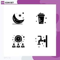 4 universelle solide Glyphenzeichen Symbole der Mondsportnachtflasche Menschen editierbare Vektordesign-Elemente vektor