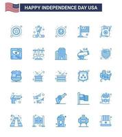 Aktienvektor-Icon-Pack mit amerikanischen Tag 25 blauen Zeichen und Symbolen für die USA-Flagge Amerika-Landadler editierbare USA-Tag-Vektordesign-Elemente vektor
