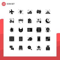 Stock Vector Icon Pack mit 25 Linienzeichen und Symbolen für Goldwünsche Lösung Grußkartenprojektor editierbare Vektordesign-Elemente