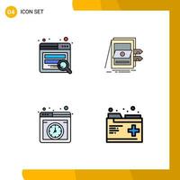 Satz von 4 kommerziellen Filledline-Flachfarbpaketen für die Suche, die das POS-System online bearbeitbare Vektordesign-Elemente hostet vektor