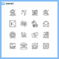uppsättning av 16 modern ui ikoner symboler tecken för revben Sök öka insekt insekt redigerbar vektor design element
