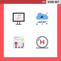 Stock Vector Icon Pack mit 4 Zeilenzeichen und Symbolen für Computerspiel-Cloud-Joystick-Klinik editierbare Vektordesign-Elemente