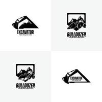 satz von bagger- und bulldozer-logo-designvorlagen vektor