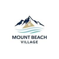 Inspiration für die Designvorlage für das Logo der Berghütte am Strand vektor