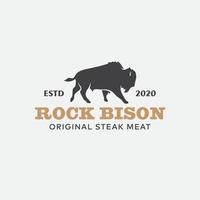Logo-Designvorlage für schwarzes Bison-Originalfleisch vektor