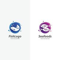 uppsättning av fisk logotyp design mallar vektor