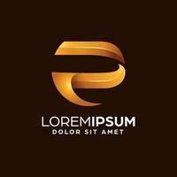 guld brev p abstrakt logotyp design mall vektor