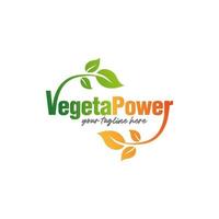 Logo-Designvorlage für vegetarische Power-Ernährung vektor