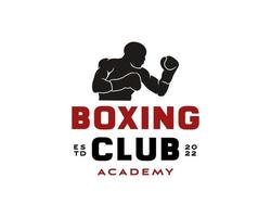 Boxer-Silhouette-Logo. Design-Vektorvorlage für die Boxclub-Akademie vektor