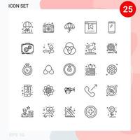 moderner Satz von 25 Zeilen Piktogramm von Scheckunterstützungsfonds Sicherheitsschutz editierbare Vektordesign-Elemente vektor