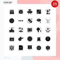 stock vektor ikon packa av 25 linje tecken och symboler för vinst framställning robot göra huvudstad redigerbar vektor design element