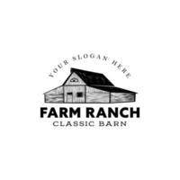 årgång klassisk bruka ranch klassisk ladugård logotyp design mall vektor