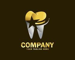 lyx guld stjärna dental logotyp design mall vektor