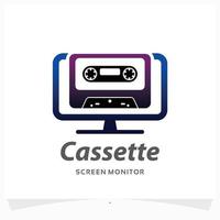 Kassettenbildschirm-Monitor-Logo-Design-Vorlage vektor