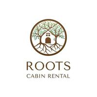 Inspiration für die Logo-Designvorlage von Roots Cabin Rental vektor