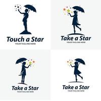 Reihe von Reach a Star-Logo-Designvorlagen vektor