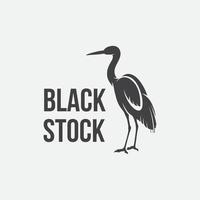 svart stork logotyp design mall vektor