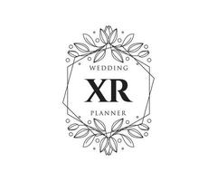 xr initialen brief hochzeitsmonogramm logos sammlung, handgezeichnete moderne minimalistische und florale vorlagen für einladungskarten, save the date, elegante identität für restaurant, boutique, café im vektor
