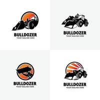 uppsättning av grävmaskin och bulldozer logotyp design mallar vektor