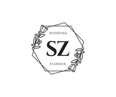 första sz feminin logotyp. användbar för natur, salong, spa, kosmetisk och skönhet logotyper. platt vektor logotyp design mall element.